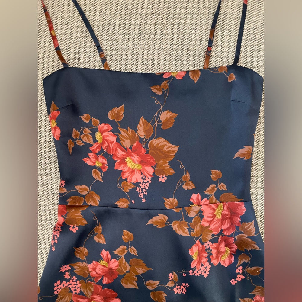 NEW Reformation Frankie Silk Maxi Navy Floral Dress Gown Lyric | US 0 UK 4 - Picture 11 of 12